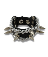 Zeckos Black Leather Adjustable Wristband with Spikes and Chains - £14.43 GBP