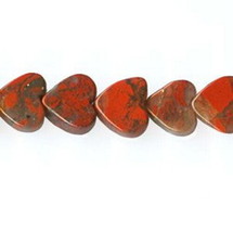 6mm Poppy Jasper Flat Heart Beads (10) TEN BEADS - £1.55 GBP