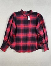 Banana Republic Cotton Medium Top Bishop Sleeve Red Plaid Flannel Button... - $35.00