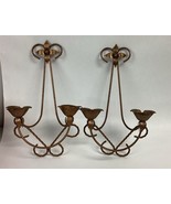 Pair of Vintage Wall Sconces Candle Holders 2 Arm Flower Design, Antique... - €29,94 EUR