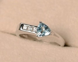 Aquamarine Arrow Shape Promise Ring, Minimalist Jewelry For Her, Him - £47.74 GBP