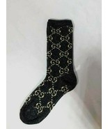 Black Cotton Blend Glitter G G Unisex Socks One Size Free Shipping - £13.61 GBP