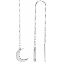 Authenticity Guarantee 
14K White Gold Crescent Chain Threader Earrings - £429.94 GBP