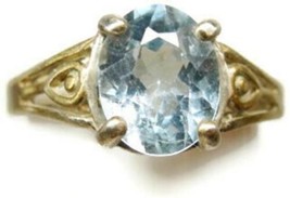 sz 5.75 Sterling Silver 925 Blue Topaz Ring Vintage - £74.75 GBP