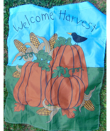 Harvest Welcome Pumpkin Fall Corn Yard Flag 32 x 30  2-Sided for Flag Pole - $20.17 CAD