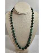 Vintage Gorgeous 24&quot; Malachite Necklace Costume Jewelry in Gift Box - £22.61 GBP