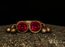 Pink Kuchi Afghan Ring Vintage Jewelry Tribal Ethnic Boho Silver Statement - £9.92 GBP