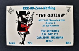 Vintage Cb Radio Qsl Postcard Carelton Mi Shelton The Outlaw Masonic Pistol Cb - £27.74 GBP