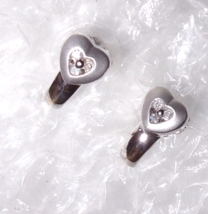 10K White Gold Diamond Round Heart Shaped J-Hoop Earrings, 0.10(TCW), 1/2"L - $199.99
