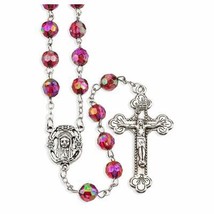 Red Rosary, Garnet, Birthstone of January with Two Free Prayer Cards - £14.98 GBP