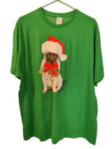 Pug Dog Santa Hat Jingle Bells Christmas T-Shirt Men&#39;s Pet Cute-XL - £7.64 GBP