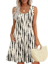 WEESO Womens Summer Dresses Loose U Neck Sleeveless Sundresses Dress with - $35.20