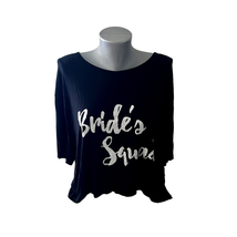 Women&#39;s Black Oversized Bride&#39;s Squad Boohoo Crop Top Size US 14 - £5.53 GBP