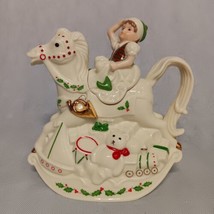 Lenox Santa&#39;s Holiday Toy Shop Teapot Elf on Rocking Horse NWT - $29.95