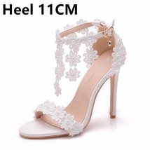 Women Ankle Strap Sandals Multicolour Lace Flowers Pearl Tassel 11CM &amp; 9CM High  - £49.30 GBP