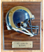 St Louis Rams Helmet Plaque - VINTAGE Wood Back - Self Standing Desk Frame RARE - $35.84