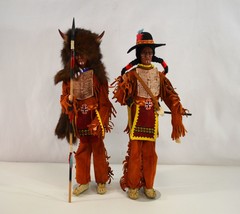 Native American Dolls Leather Fur Traditional Warrior Wire Legs Stuffed Body Vtg - £189.80 GBP