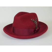 Men's Milani Wool Fedora Hat Soft Crushable Lined FD219 Red Wine image 3