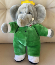 Vintage 1988 Gund Plush BABAR Elephant Full Body Hand Puppet In Green Suit 11” - £12.81 GBP