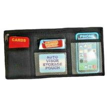 Black Auto Visor Storage Pouch 5 Slots and Phone Holder Zippered Pockets... - $13.99