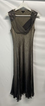 Komarov Dress w Shawl Gorgeous Champagne Taupe Beaded Detail Special Occasion S - £181.98 GBP