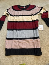 Lularoe Lauren Sweater Dress Size XS Striped B/W Red Block Soft Comfy New - £21.46 GBP