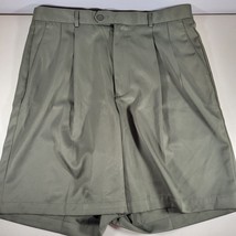 Haggar Mens Chino Shorts Green Pleated Front 34-Inch Waist and Pockets - $13.65