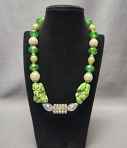 Southwestern Beaded Necklace Chunky Faux Green Turquoise Faceted Rhinest... - £14.87 GBP