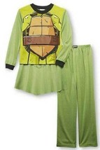 Boys Pajamas Nickelodeon TMNT 3 Pc Green Shirt, Pants &amp; Cape Winter-sz 8 - £12.46 GBP