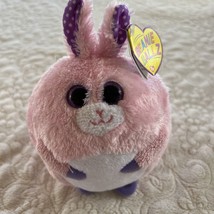 NEW Ty Beanie Ballz Carnation 5” Pink Bunny Ball Plush Retired 2014 - £6.64 GBP