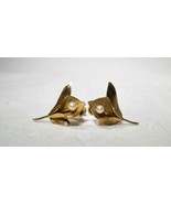 Vintage 1/20th 12K Gold Filled Signed A &amp; Z Genuine Pearl Flower Earring... - £38.66 GBP