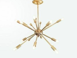 Mid Century Modern Brass Sputnik chandelier 16 Arms starburst patina chandelier - £146.25 GBP