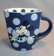 Disney Mickey Mouse Mug Cup Blue Polka Dot Coffee Cocoa No Spoon 10 oz - £8.48 GBP