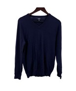 J Crew Navy Blue V Neck Merino Wool Sweater Size Small - £18.28 GBP