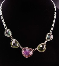 Napier faux Rainbow Mystic fire Topaz necklace / Silver signed jewelry - Couture - £74.70 GBP