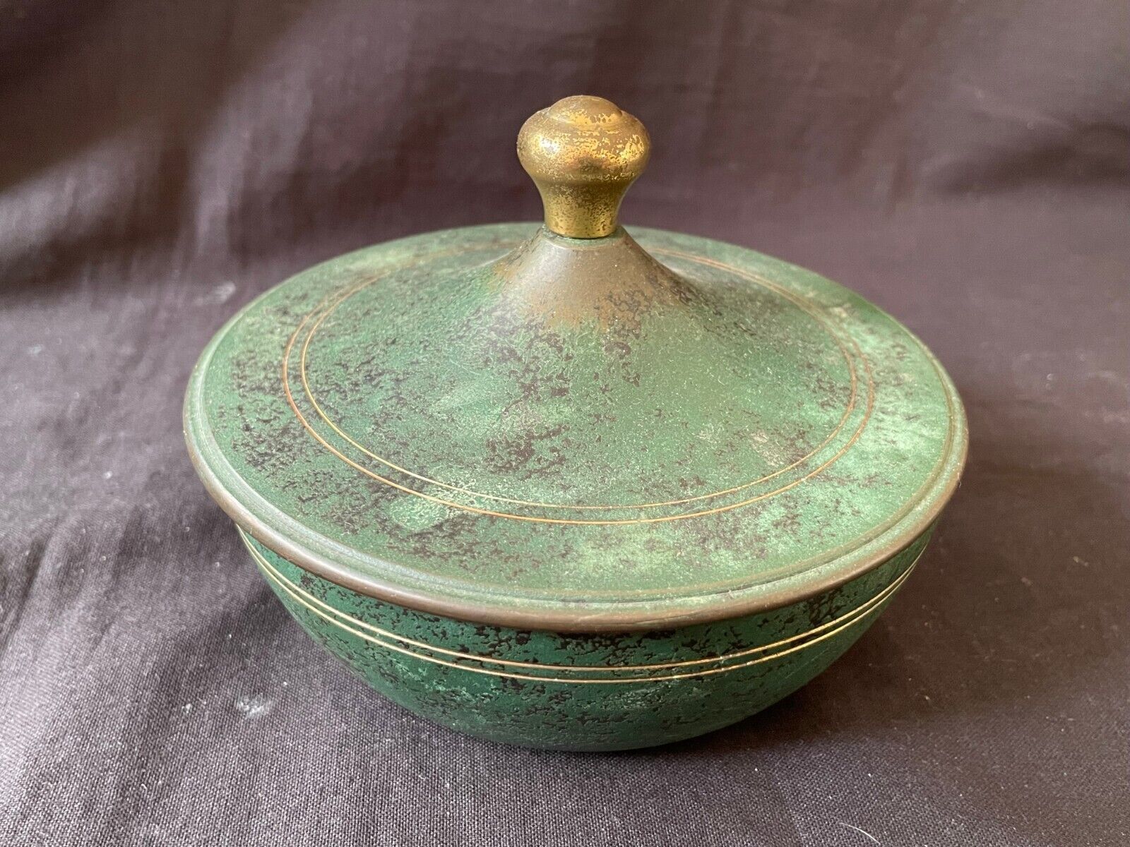 Primary image for Original WMF IKORA Art Deco Green Brass Covered Jar Bowl. Marked bottom