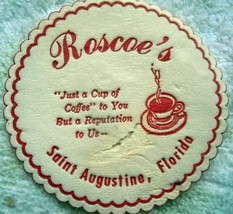 Vintage Roscoe’s Saint Augustine Florida Paper Coaster - $5.99