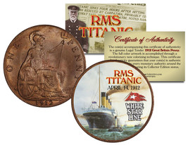RMS TITANIC  April 14, 1912  Colorized 1900’s Gold Clad Great Britain Penny Coin - £7.49 GBP