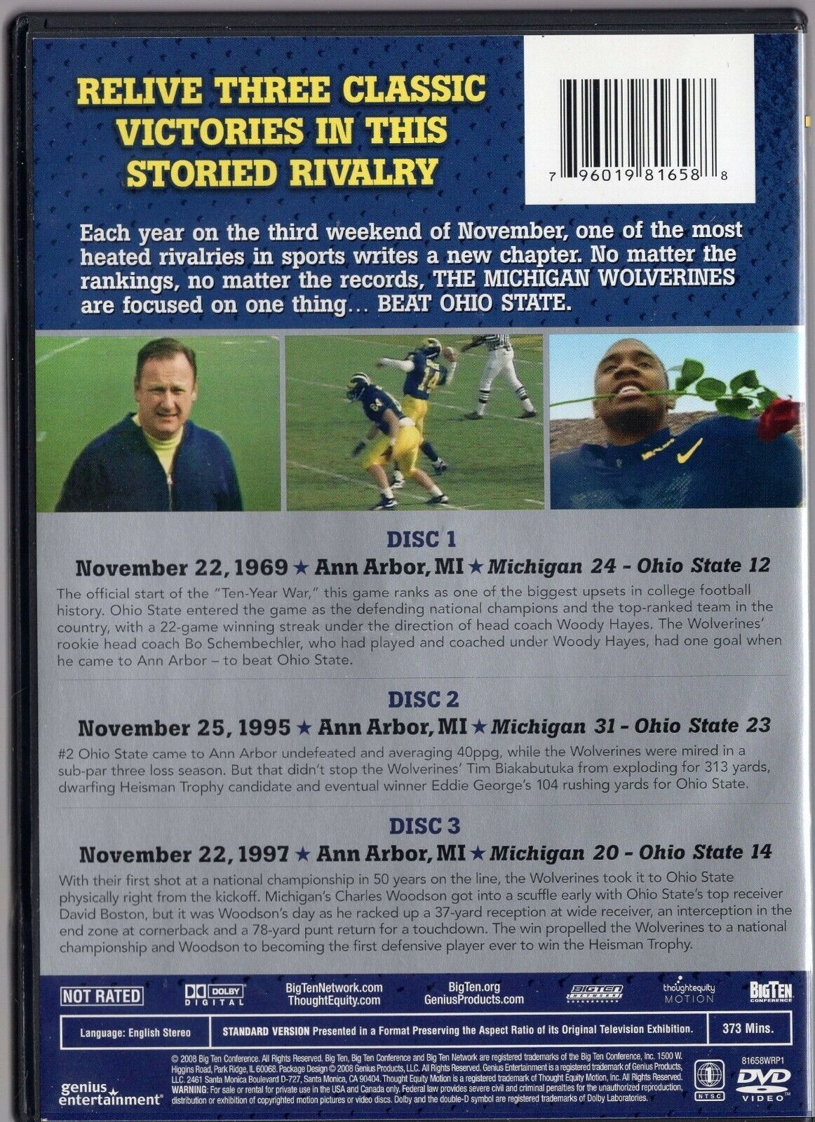 NCAA Rivalry Series - Michigan BEAT OHIO STATE  OSU (DVD, 2008)  Wolverines Item image 2