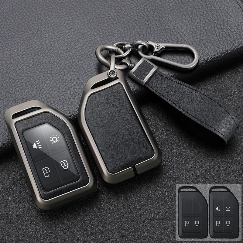 Zinc Alloy+ Leather Car Key Case Cover for Volvo FH16 CARGO 555 FM Heavy Truck 2 - £16.76 GBP