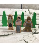 Wooden People Towns Folk Logger Plus Green Trees Lot Of 7 Pieces - £7.80 GBP