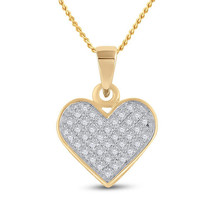 Yellow-tone Sterling Silver Womens Round Diamond Heart Pendant 1/10 Cttw - £55.14 GBP