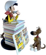 Lucky Luke and Rantanplan leaning on a Stack Of books resin statue New - £119.65 GBP