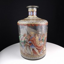 Antique Blown Glass Bottle with Hand Painted Scene - £237.22 GBP