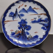 Antique Handpainted Blue Gold Chinese / Japanese Porcelain Pottery  Bowl Plate - £111.68 GBP