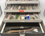 VTG PLANO 7300 3 Tray Tackle Box w/ Lures &amp; Various Fishing Equipment  - £62.31 GBP