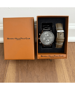NIB Beverly Hills Polo Club Watch 2 Bands Gunmetal Line Brown Leather NE... - $28.80