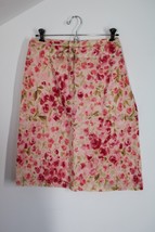 Garnet Hill 10 Pink Floral Cotton Lightweight Pencil Skirt USA - £21.26 GBP