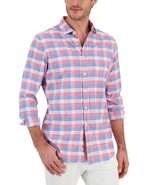 Club Room Men&#39;s Malia Classic-Fit Plaid Button-Down Tech Shirt Pink Comb... - $377.73 MXN