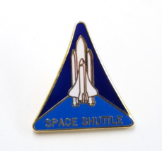 Vintage NASA Astronauts Space Shuttle Emblem Gold Tone Enamel Pin Blue W... - $10.21